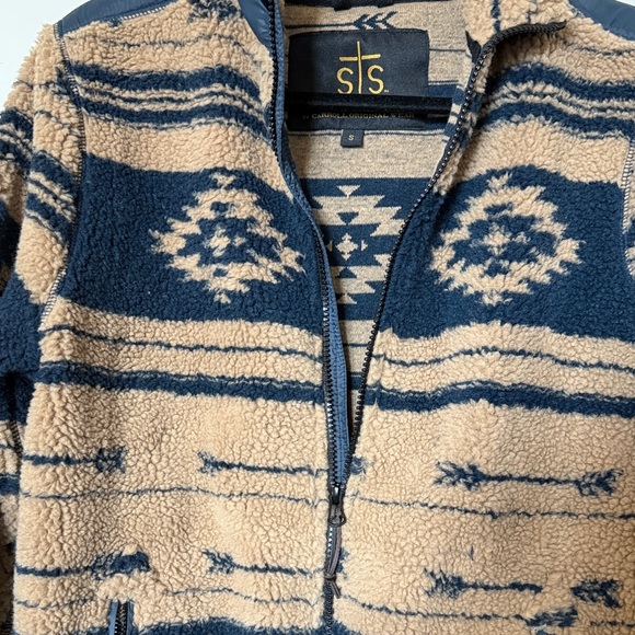 STS Ranchwear Women's Tan and Navy Zip Up Jacket - Picture 3 of 4